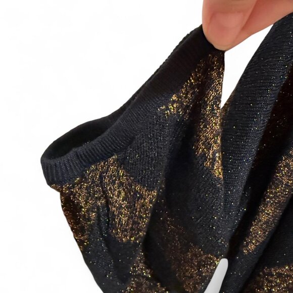 Rock & Republic Copper Sparkle & Black Striped 3/4 Length Sweater Tunic EUC - XL - Picture 5 of 6